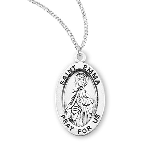 Patron Saint Emma Oval Sterling Silver Medal