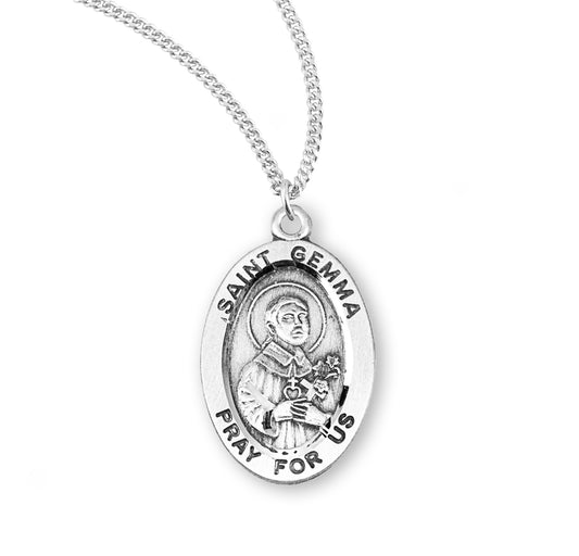 Patron Saint Gemma Oval Sterling Silver Medal