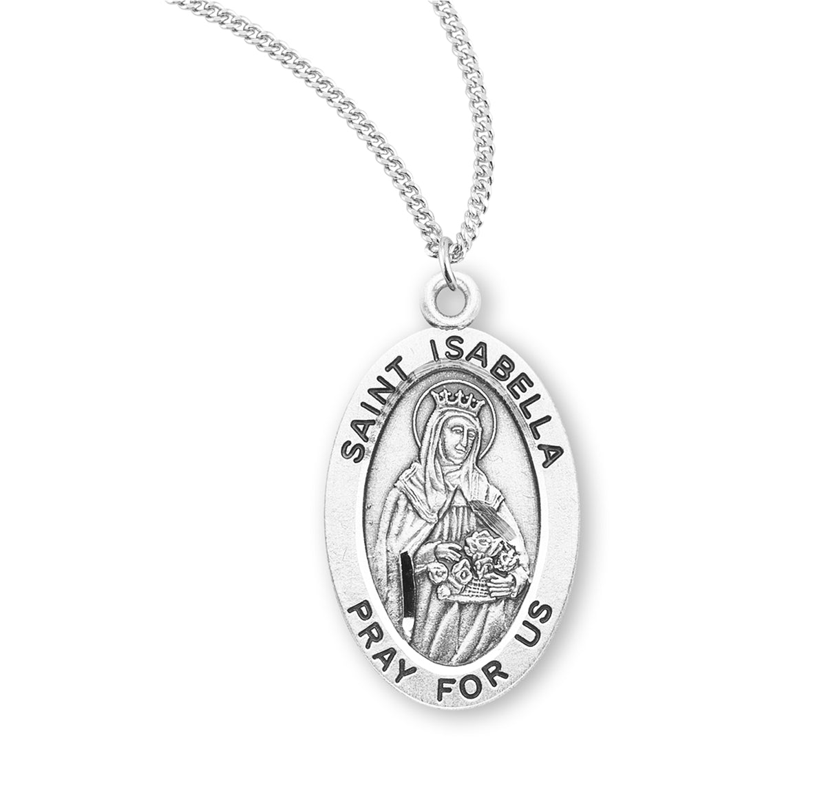 Patron Saint Isabella Oval Sterling Silver Medal
