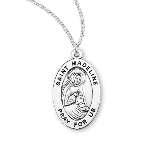 Patron Saint Madeline Oval Sterling Silver Medal