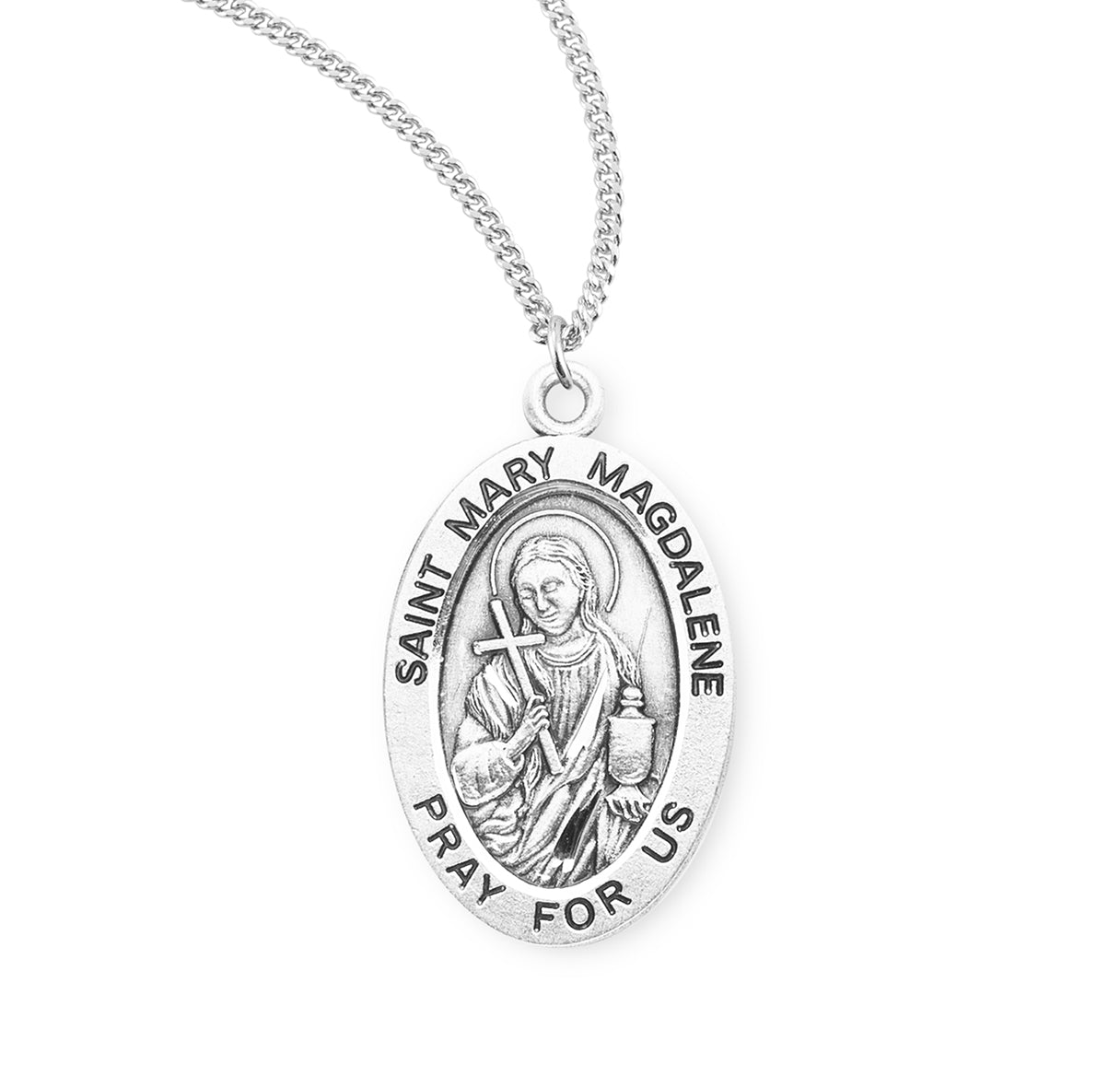 Patron Saint Mary Magdalene Oval Sterling Silver Medal