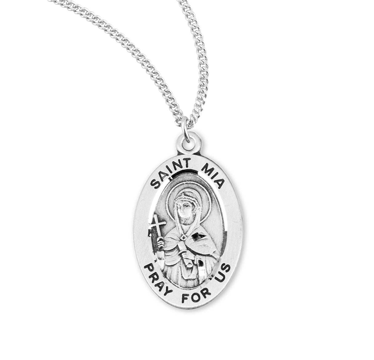 Patron Saint Rose Oval Sterling Silver Medal