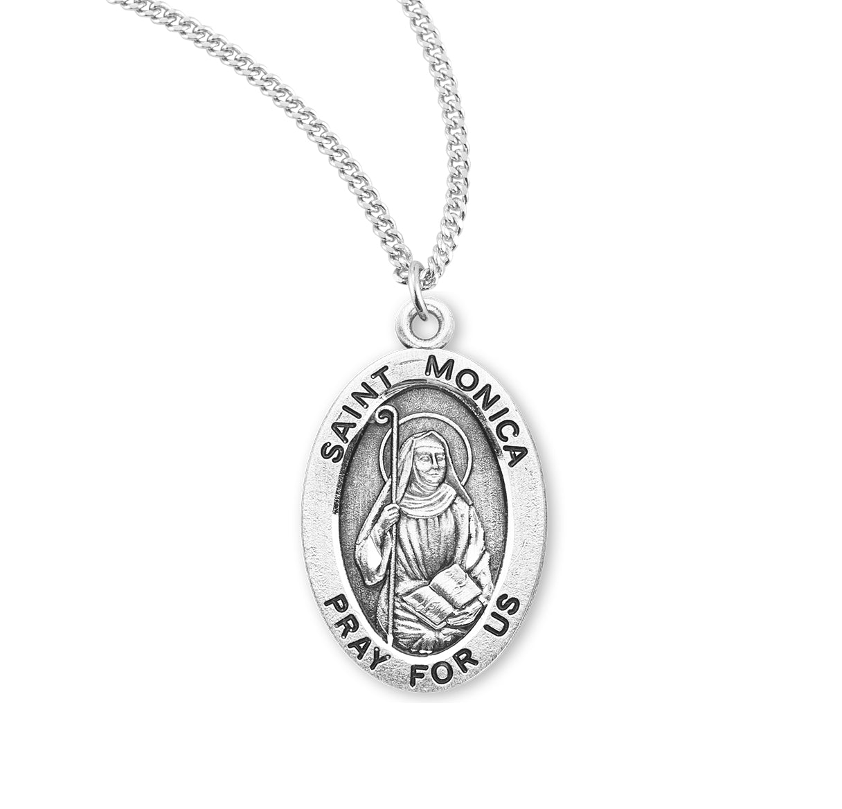 Patron Saint Monica Oval Sterling Silver Medal