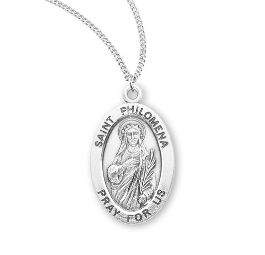 Patron Saint Philomena Oval Sterling Silver Medal