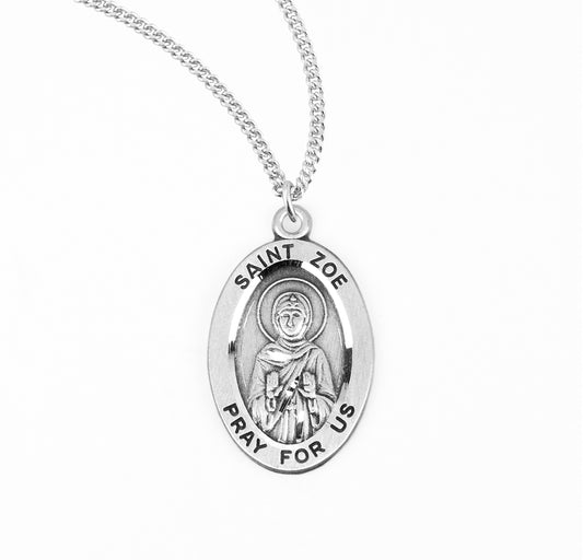 Saint Zoe Oval Sterling Silver Medal