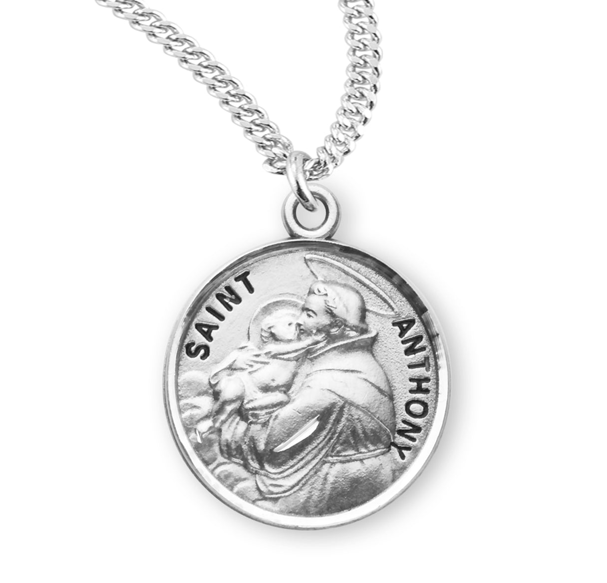 Patron Saint Anthony Round Sterling Silver Medal