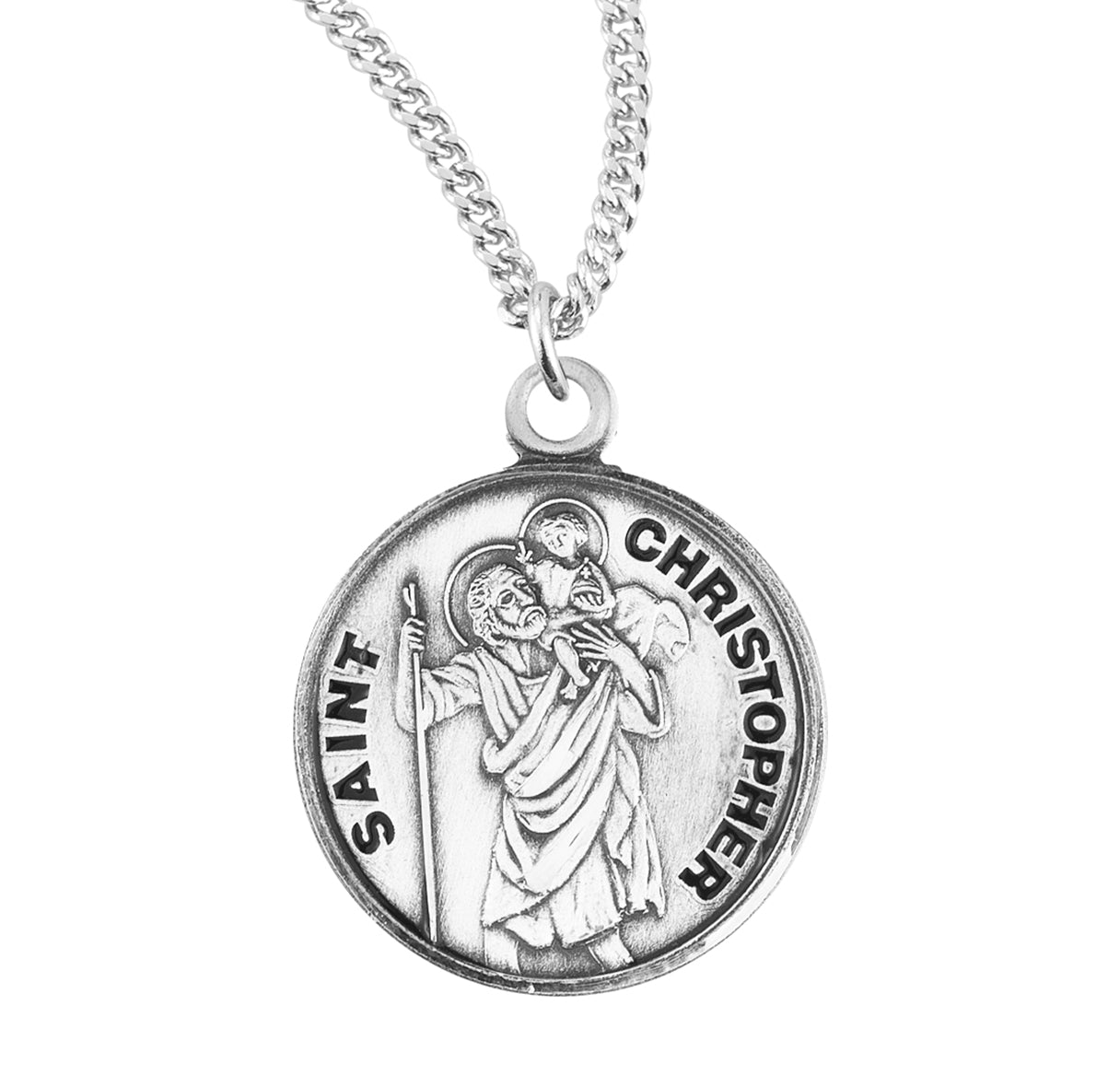 Paint Christopher Round Sterling Silver Medal