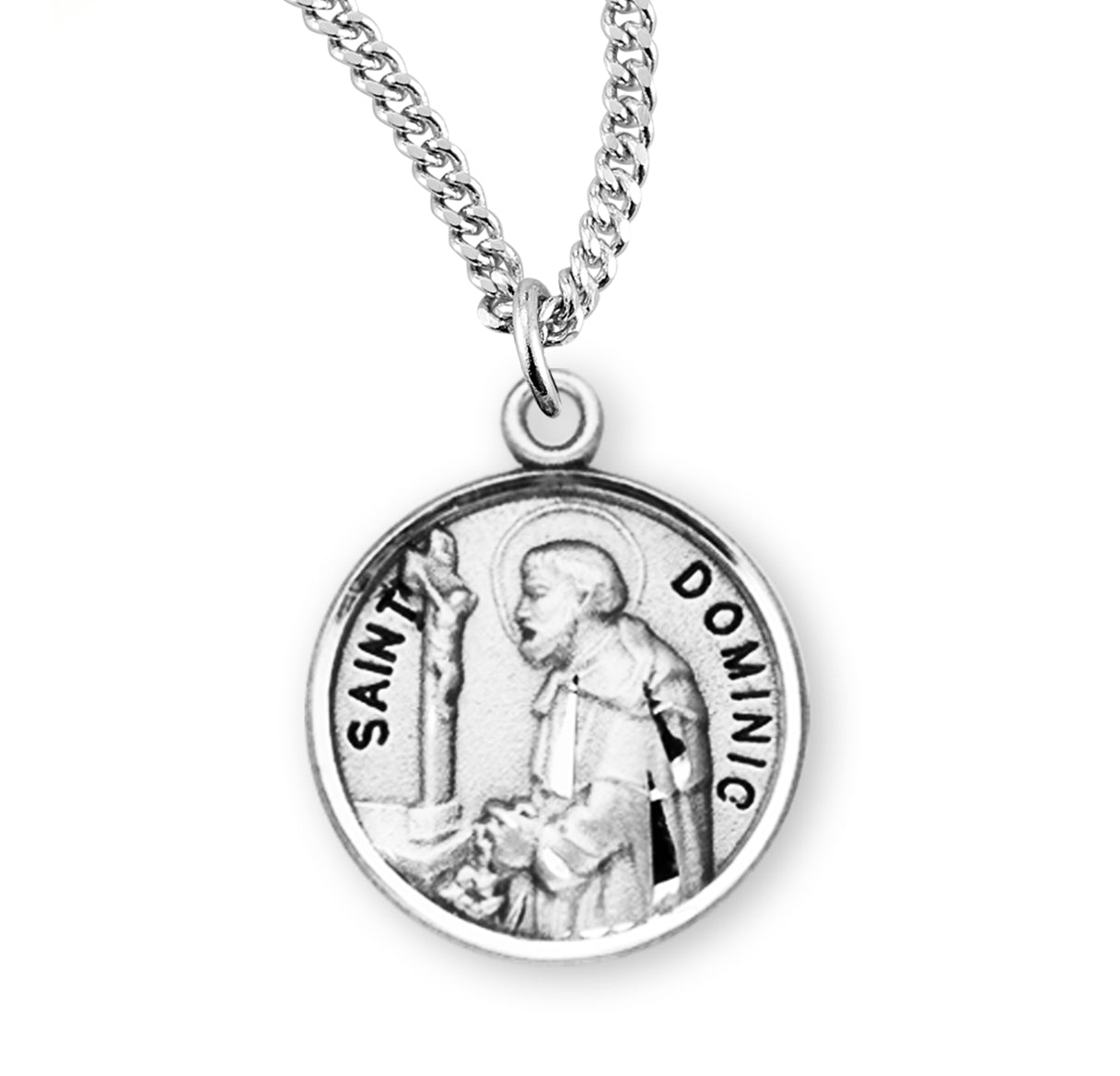 Patron Saint Dominic Round Sterling Silver Medal