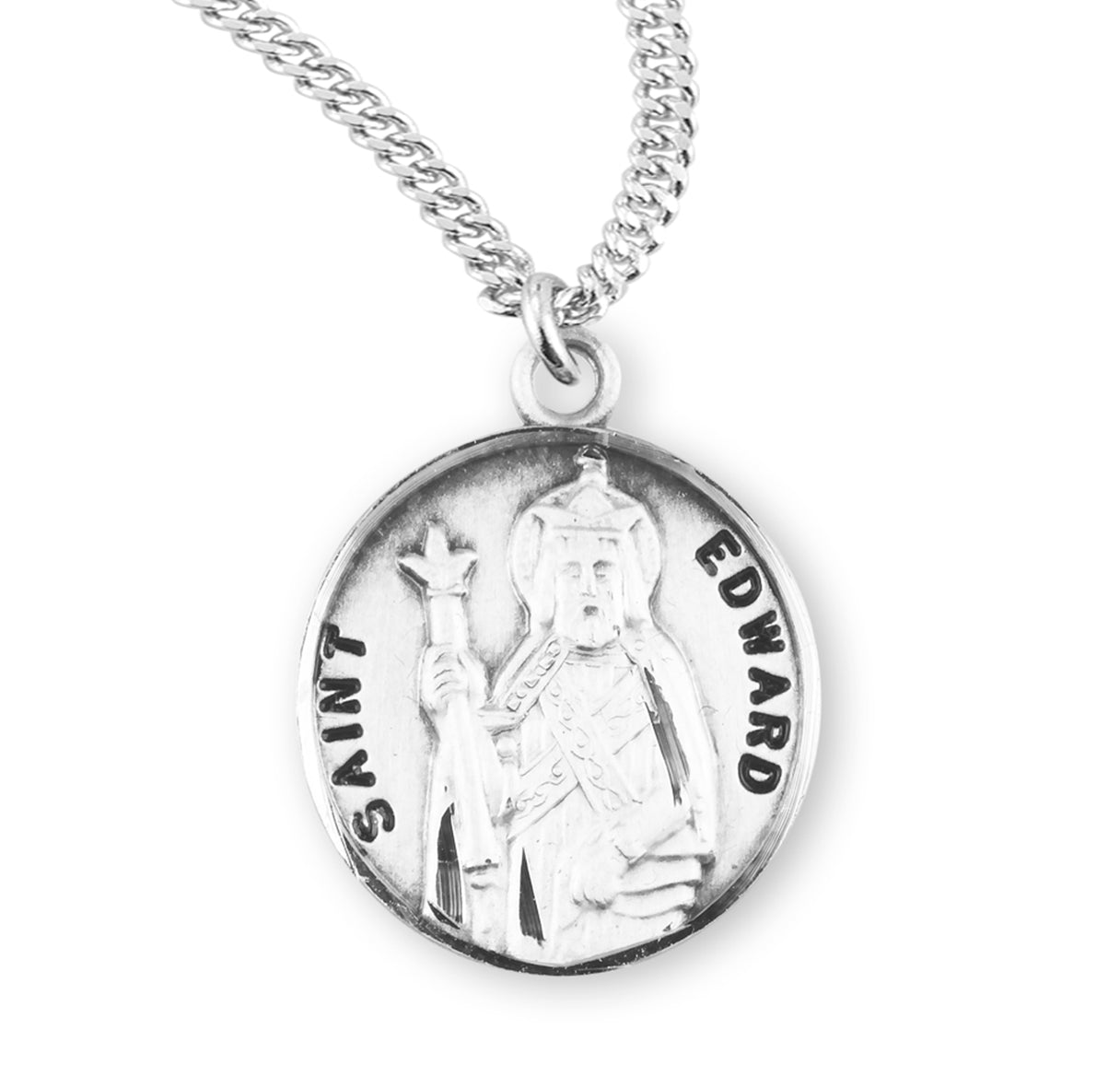 Patron Saint Edward Round Sterling Silver Medal