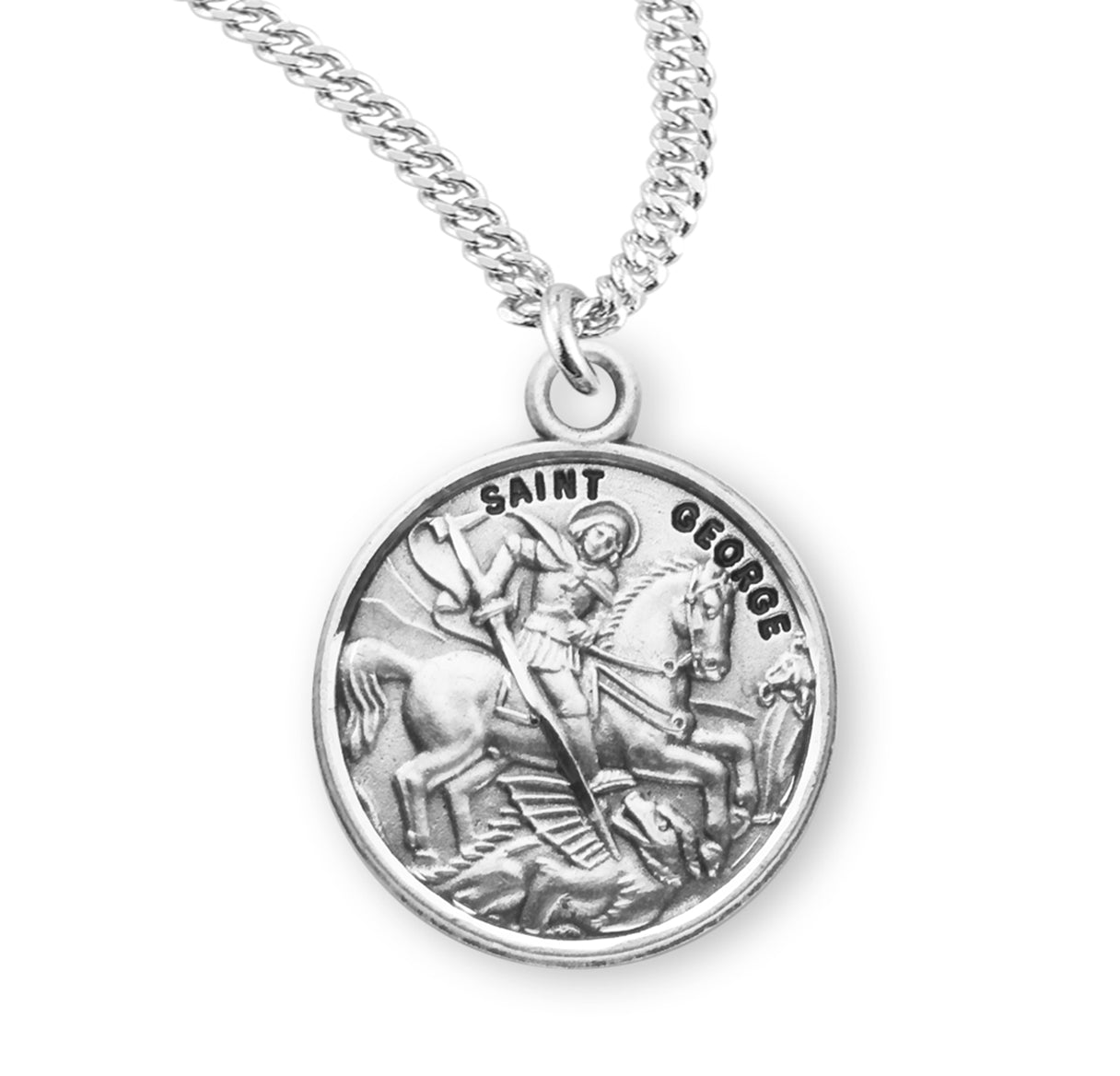 Patron Saint George Round Sterling Silver Medal