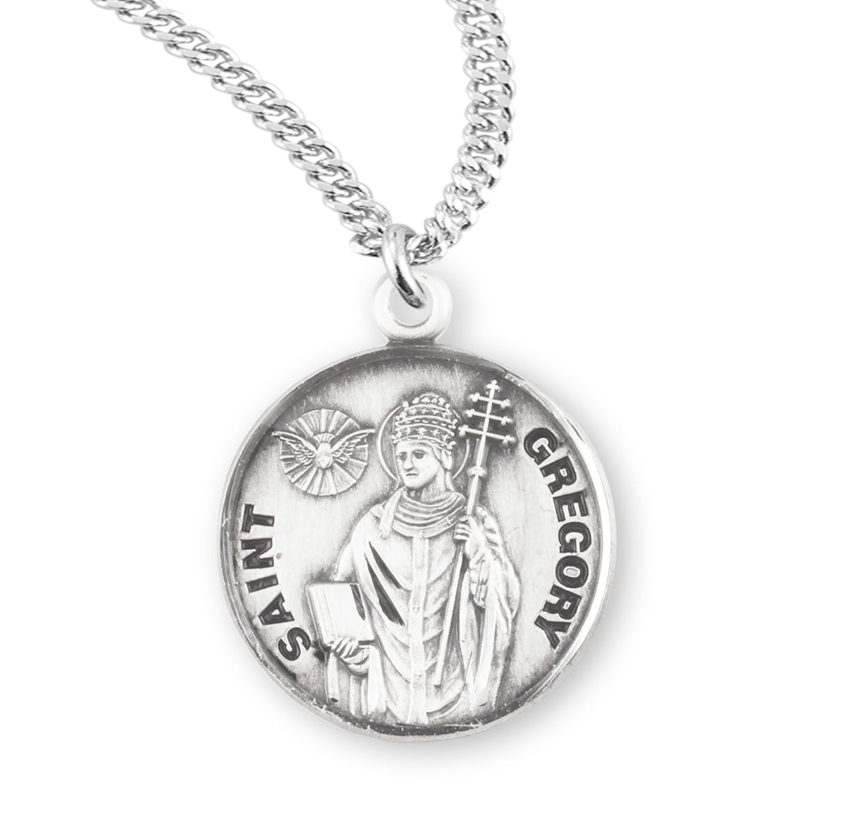 Patron Saint Gregory Round Sterling Silver Medal