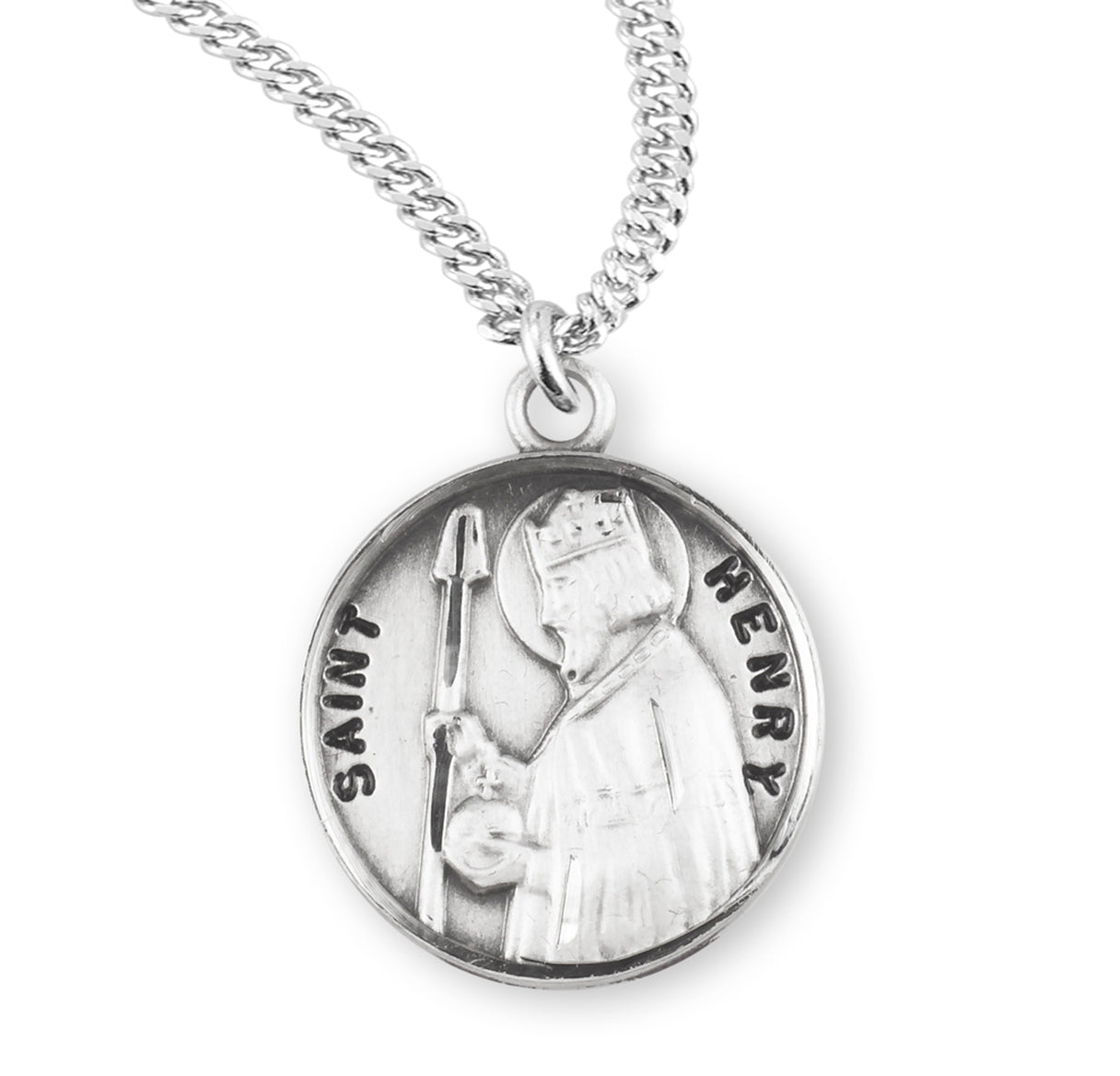 Patron Saint Henry Round Sterling Silver Medal