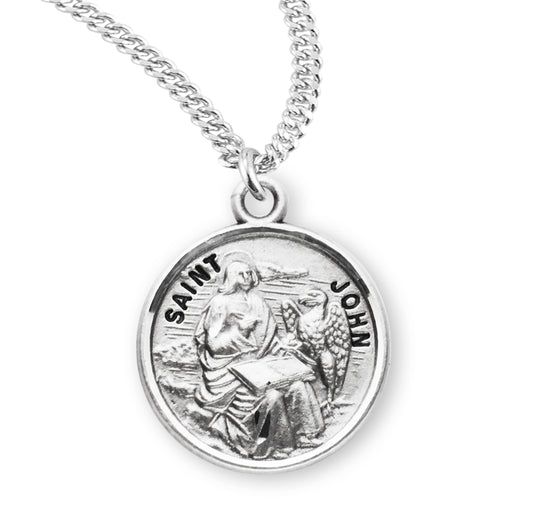 Patron Saint John the Baptist Round Sterling Silver Medal
