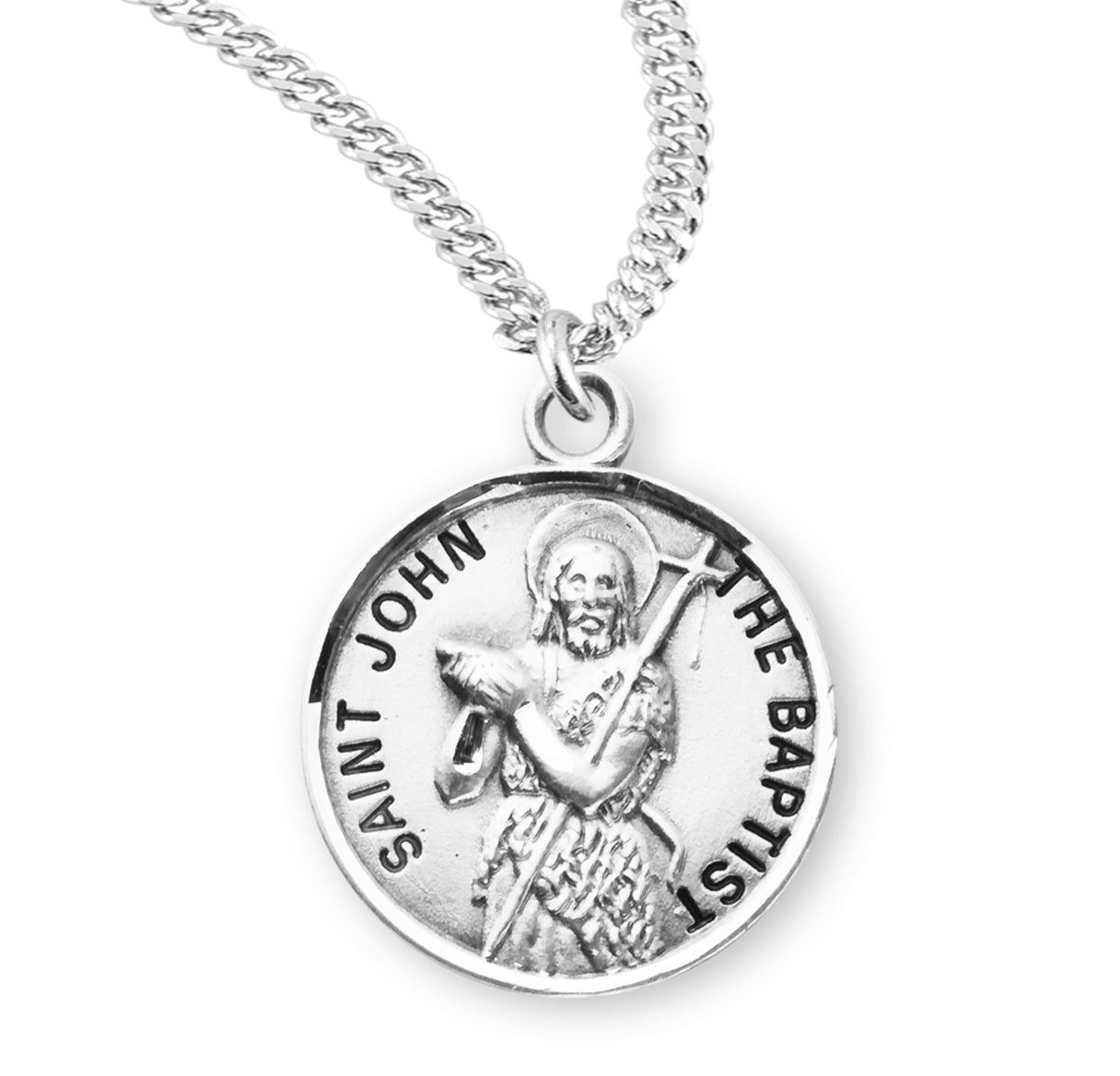 Patron Saint John the Baptist Round Sterling Silver Medal