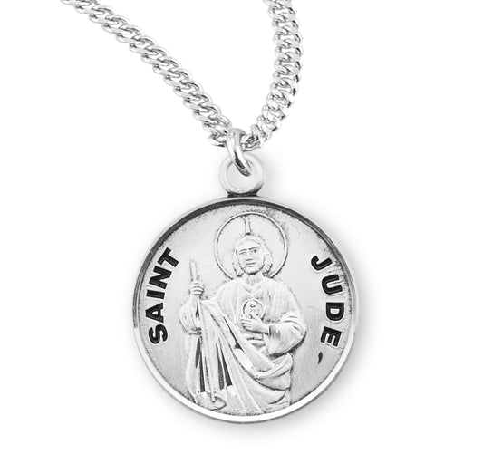 Patron Saint Justin Round Sterling Silver Medal