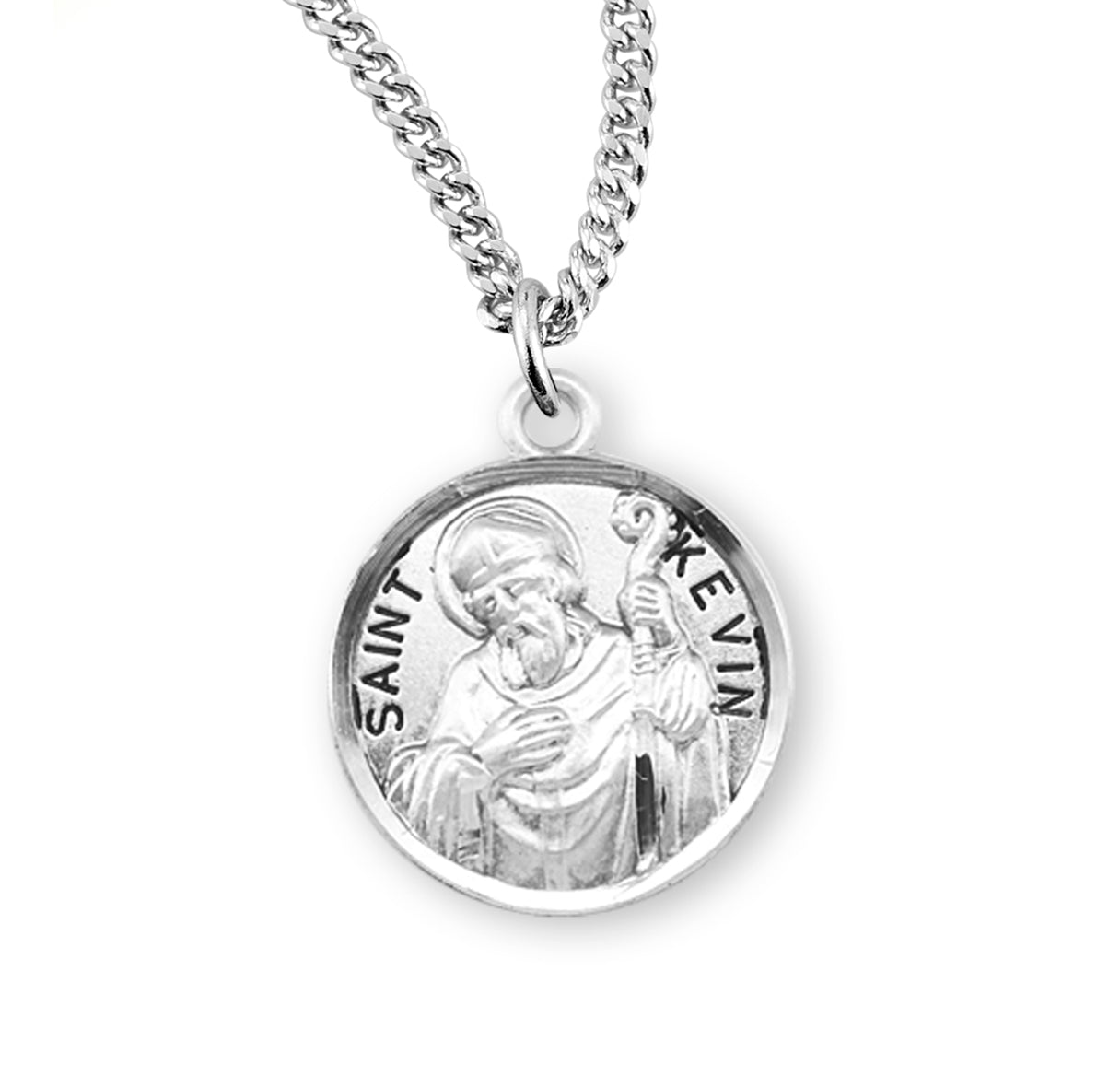 Patron Saint Kevin Round Sterling Silver Medal