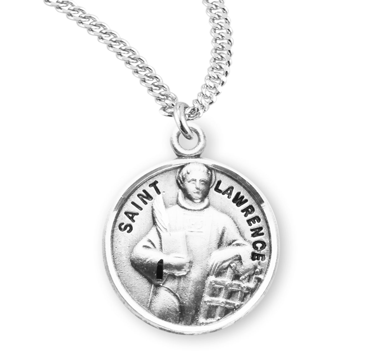 Patron Saint Lawrence Round Sterling Silver Medal