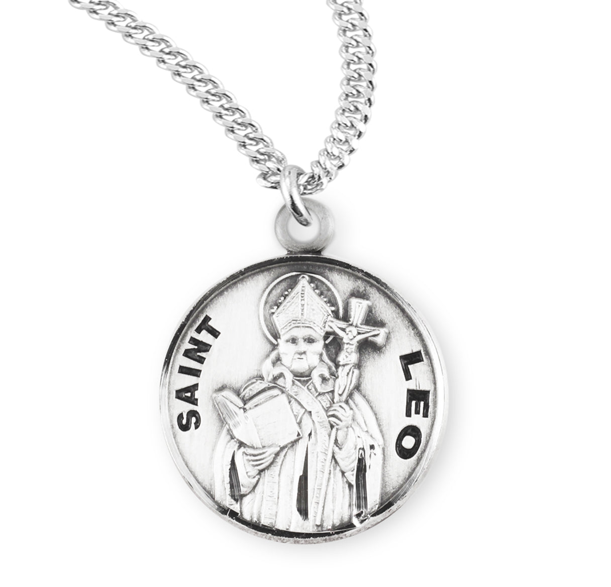 Patron Saint Leo Round Sterling Silver Medal