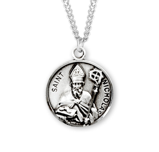 Patron Saint Nicholas Round Sterling Silver Medal