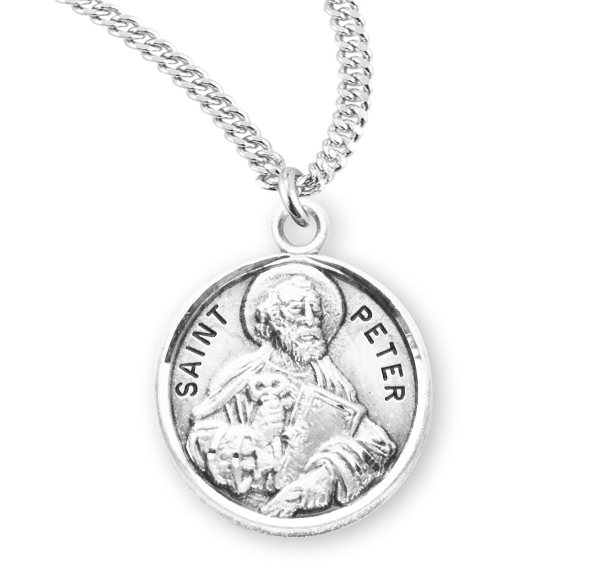 Patron Saint Peter Round Sterling Silver Medal