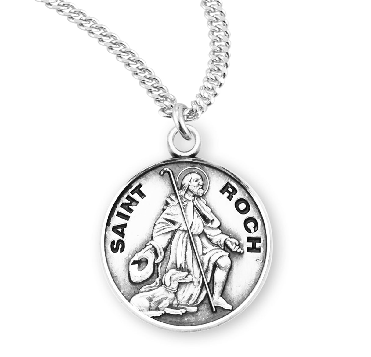 Patron Saint Roch Round Sterling Silver Medal