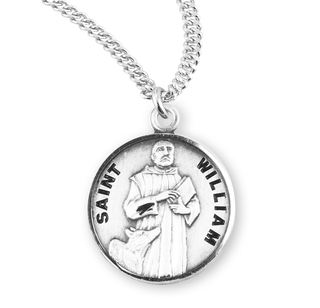 Patron Saint William Round Sterling Silver Medal