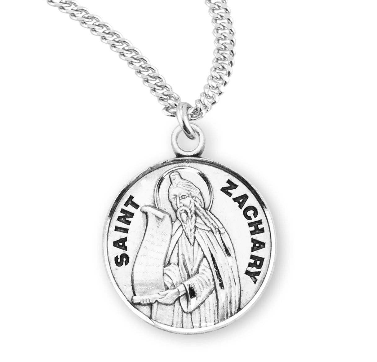 Patron Saint Zachary Round Sterling Silver Medal