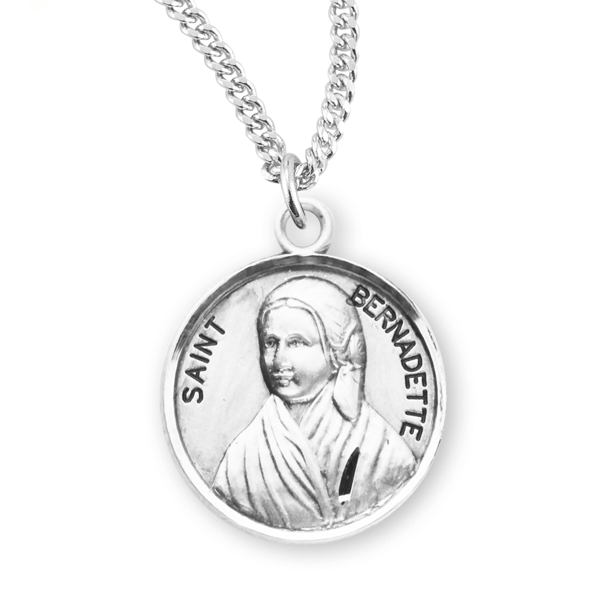 Patron Saint Bernadette Round Sterling Silver Medal