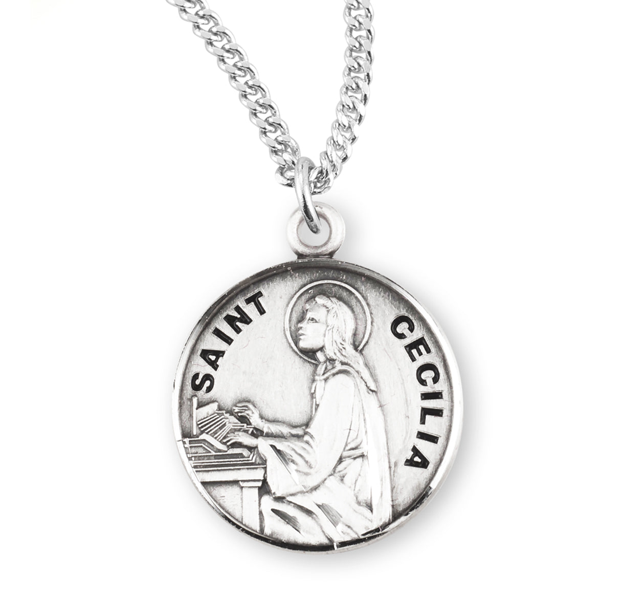 Patron Saint Cecilia Round Sterling Silver medal