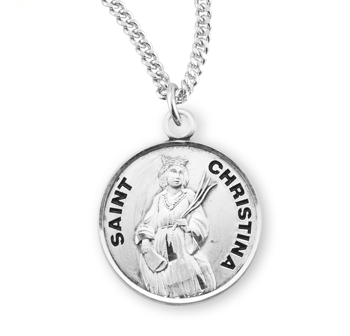 Patron Saint Christina Round Sterling Silver Medal
