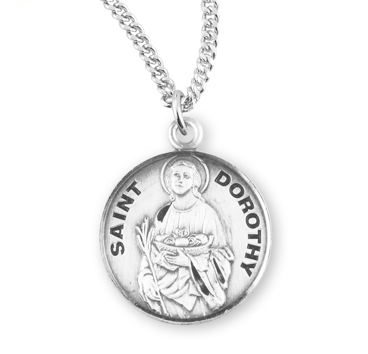 Patron Saint Dorothy Round Sterling Silver Medal