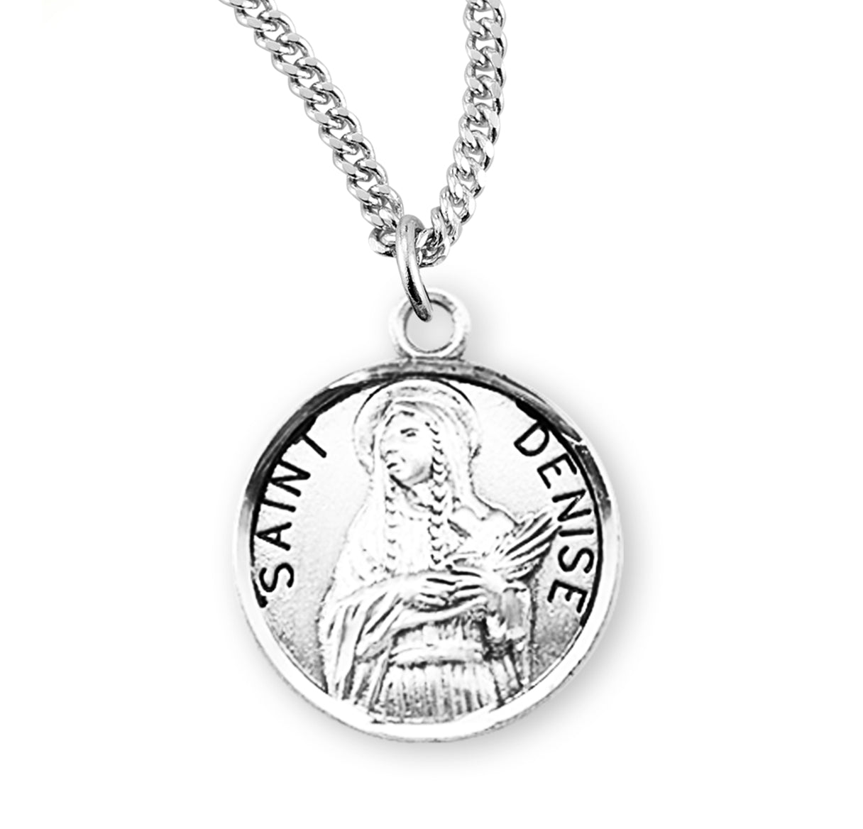 Patron Saint Denise Round Sterling Silver Medal
