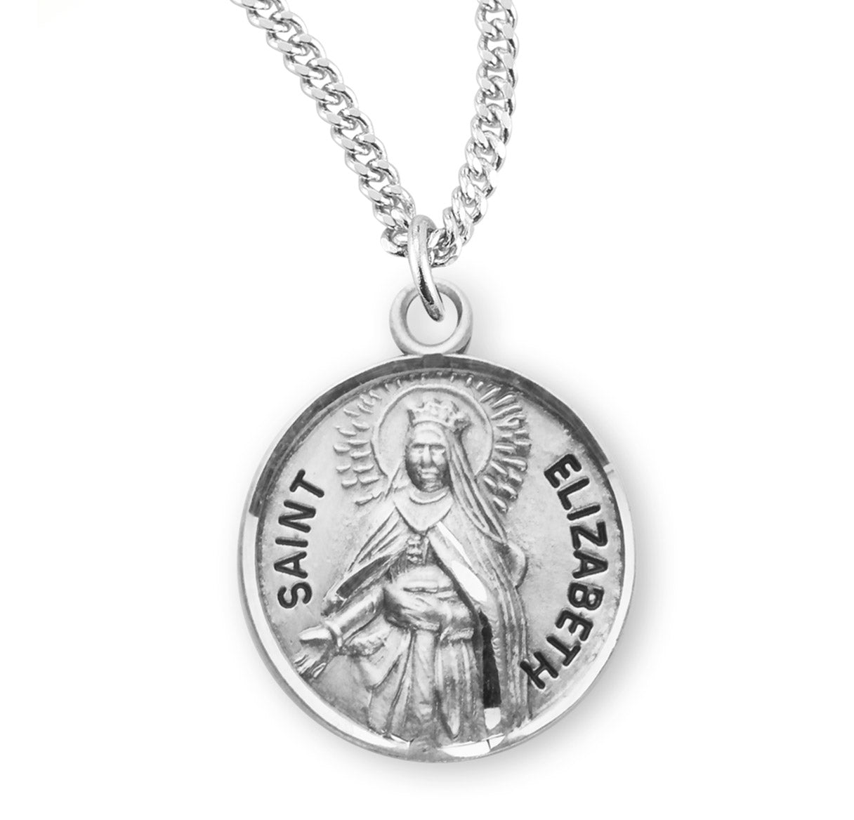 Patron Saint Elizabeth Round Sterling Silver Medal