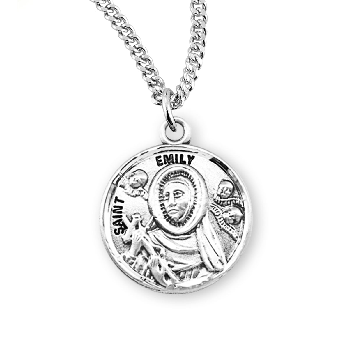 Patron Saint Emily Round Sterling Silver Medal
