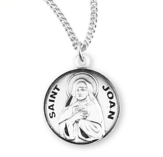 Patron Saint Joan Round Sterling Silver Medal