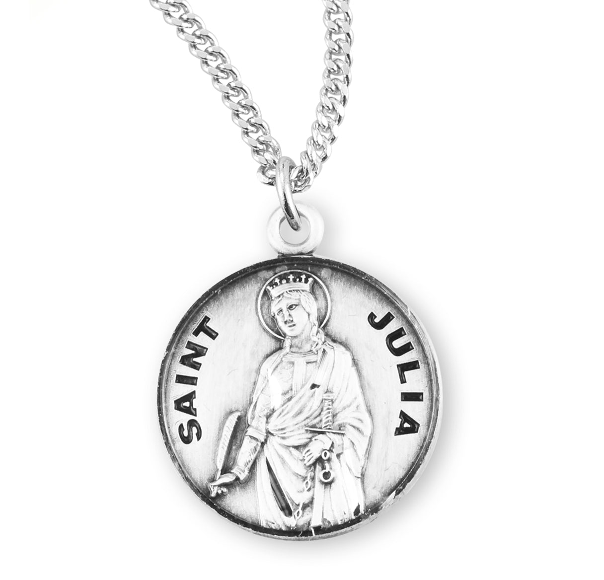 Patron Saint Julia Round Sterling Silver Medal