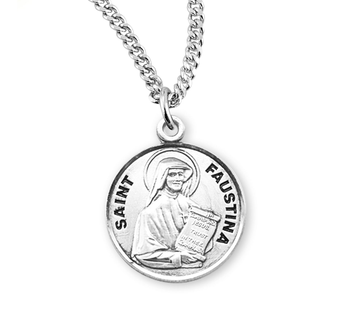 Patron Saint Maria Faustina Round Sterling Silver Medal – The Catholic Shop
