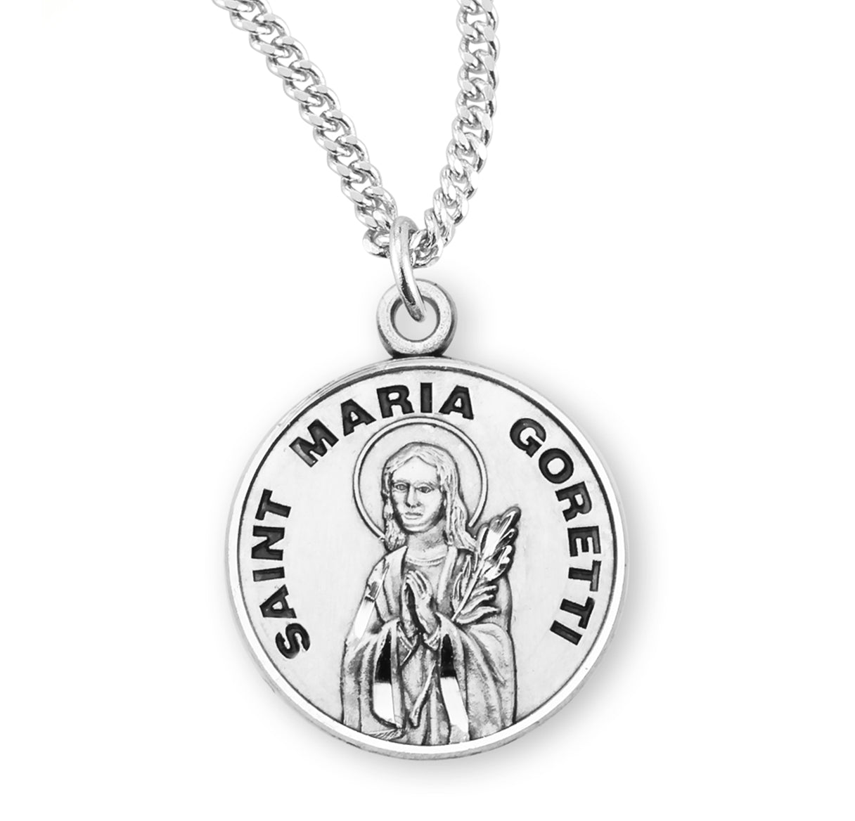Patron Saint Maria Goretti Round Sterling Silver Medal