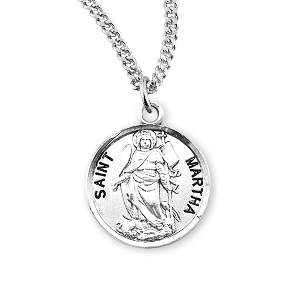 Patron Saint Martha Round Sterling Silver Medal