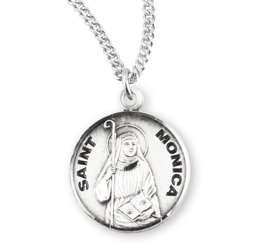 Patron Saint Monica Round Sterling Silver Medal