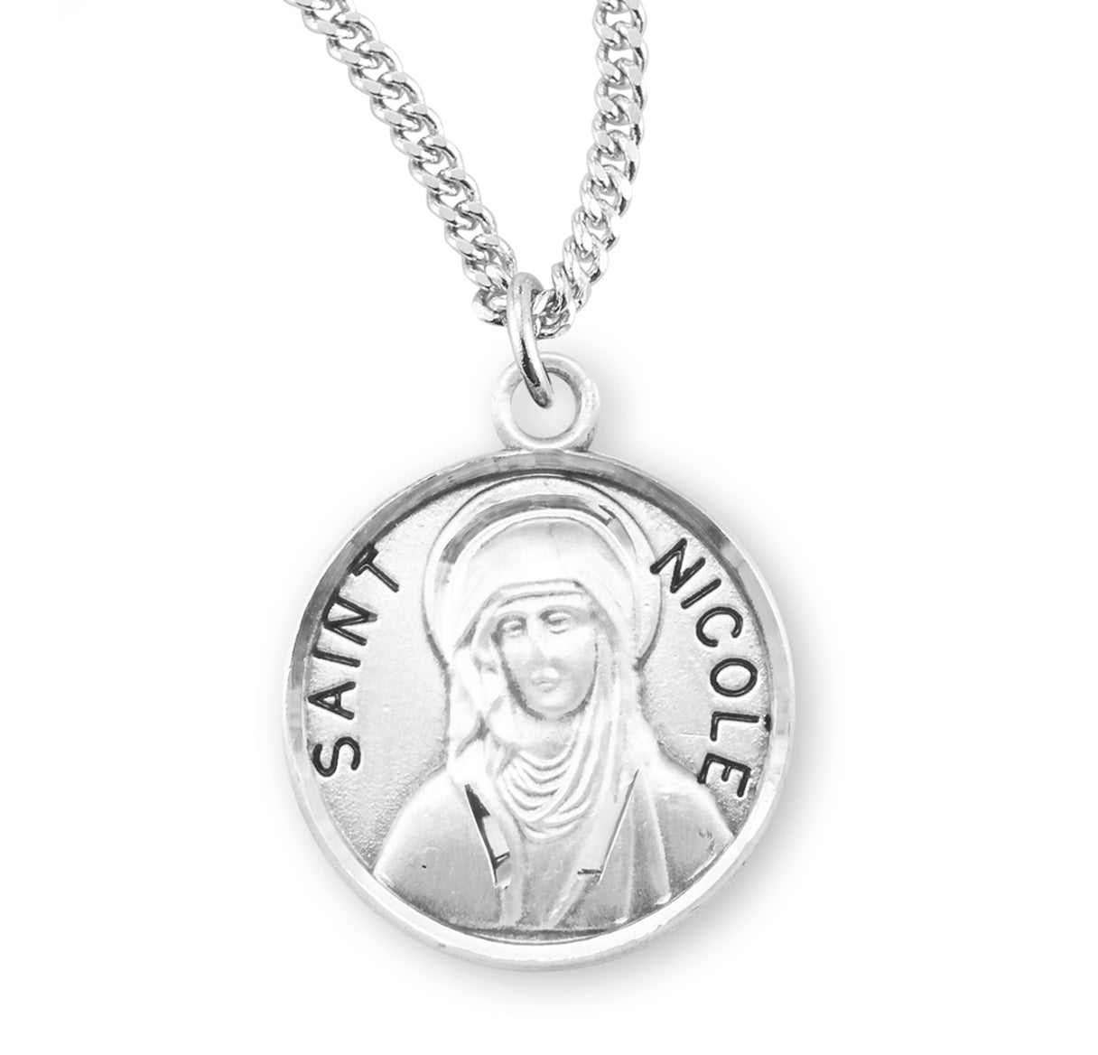Patron Saint Nicole Round Sterling Silver Medal