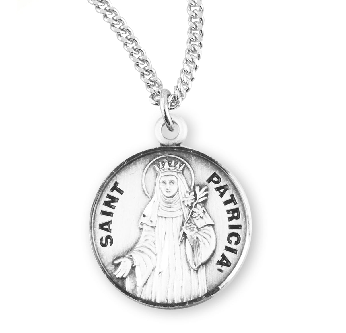 Patron Saint Patricia Round Sterling Silver Medal