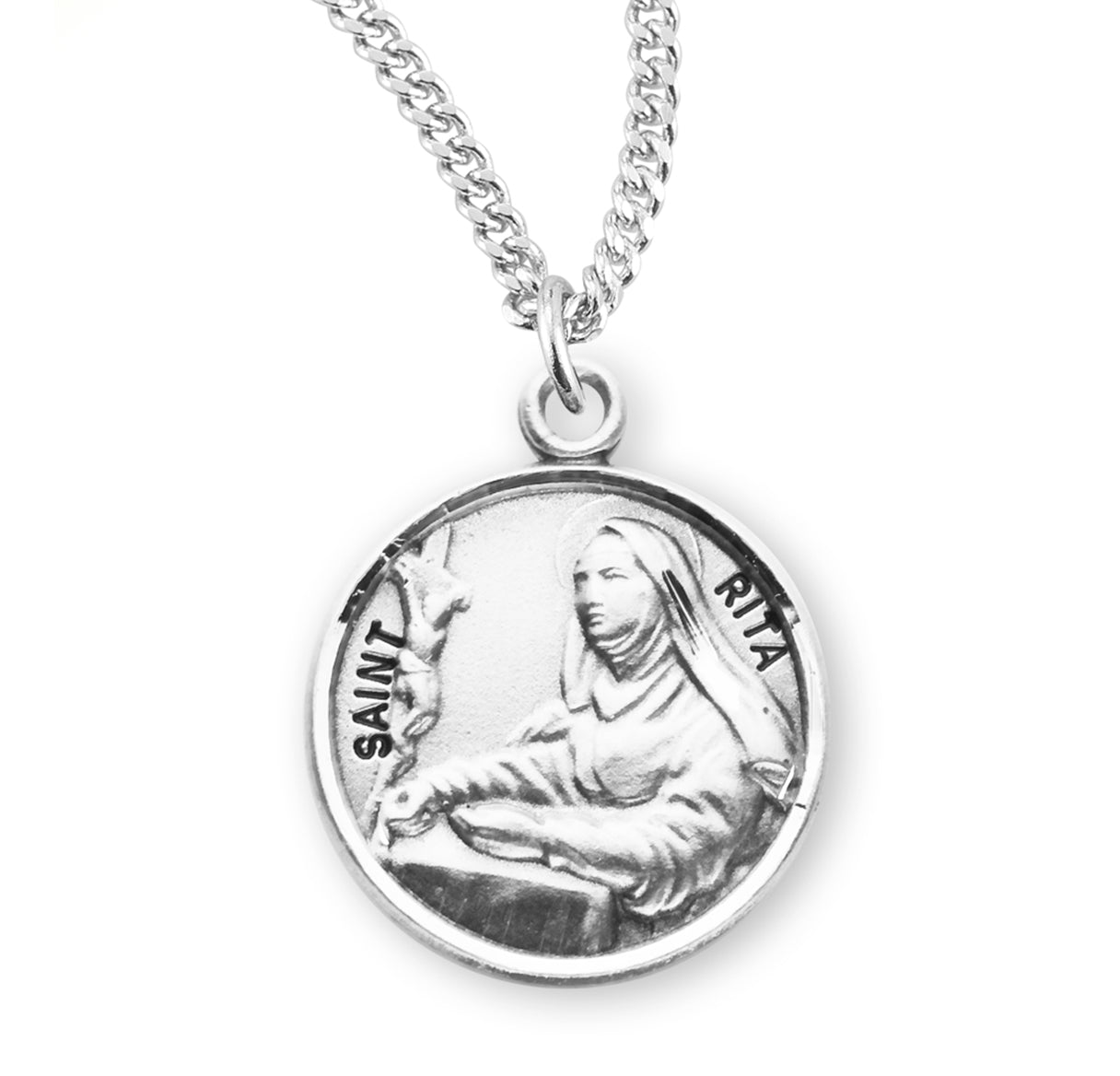 Patron Saint Rita Round Sterling Silver Medal