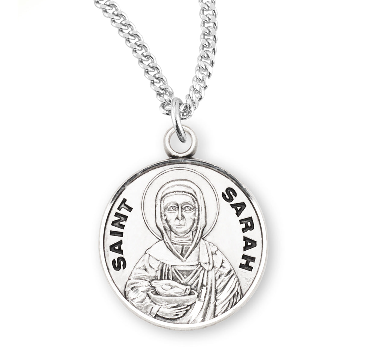 Patron Saint Sarah Round Sterling Silver Medal
