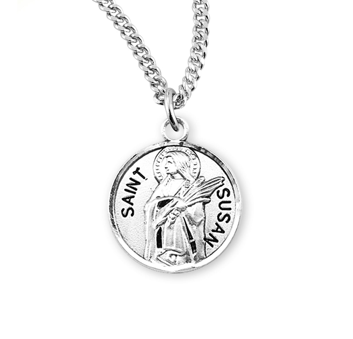 Patron Saint Susan Round Sterling Silver Medal