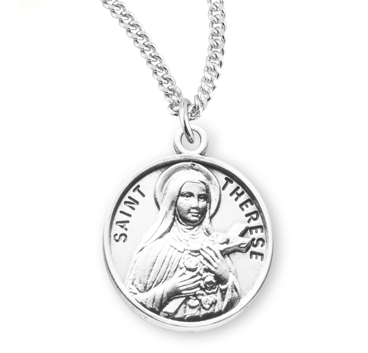 Patron Saint Therese Round Sterling Silver Medal