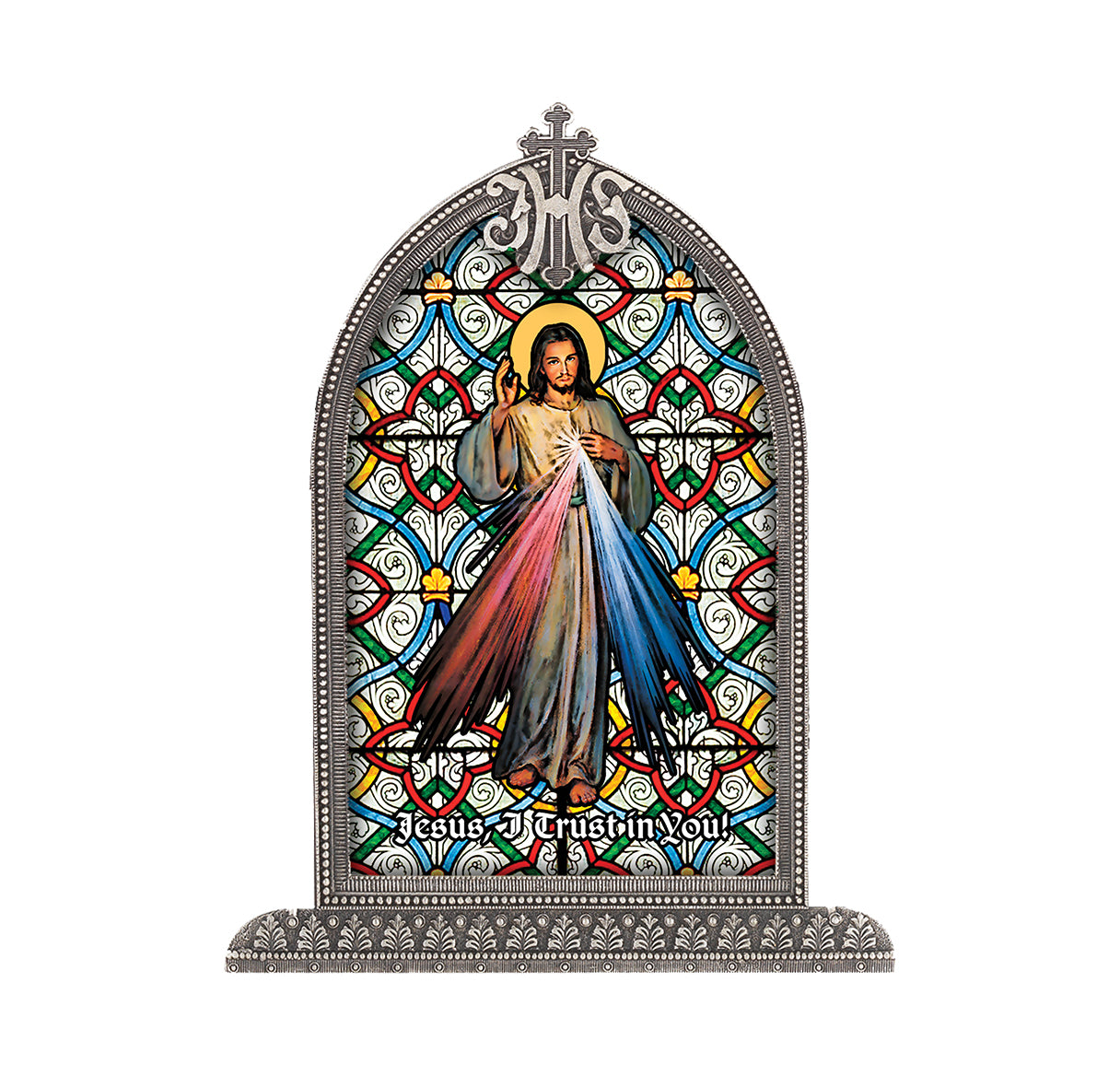 Divine Mercy Antiqued Framed Liturgical Glass