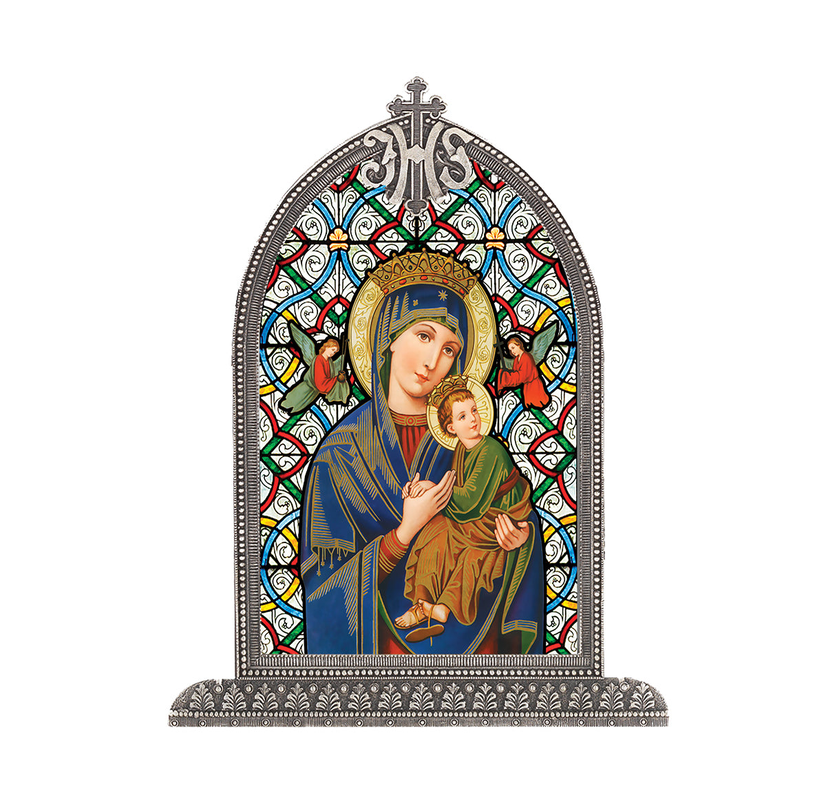 Our Lady of Perpetual Help Antiqued Framed Liturgical Glass
