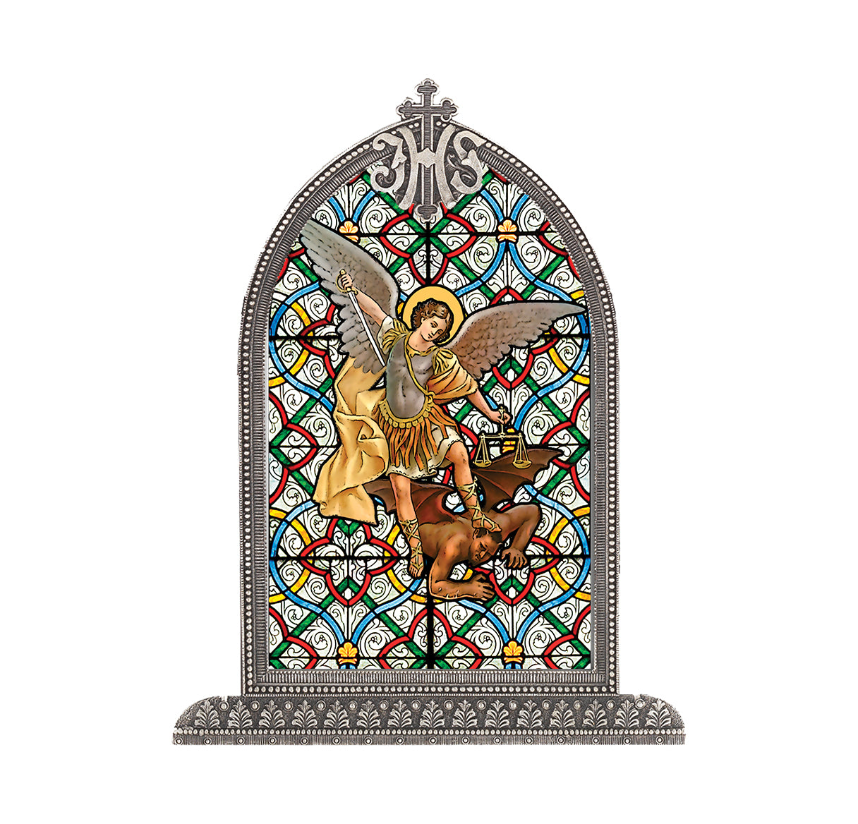 St. Michael Antiqued Framed Liturgical Glass