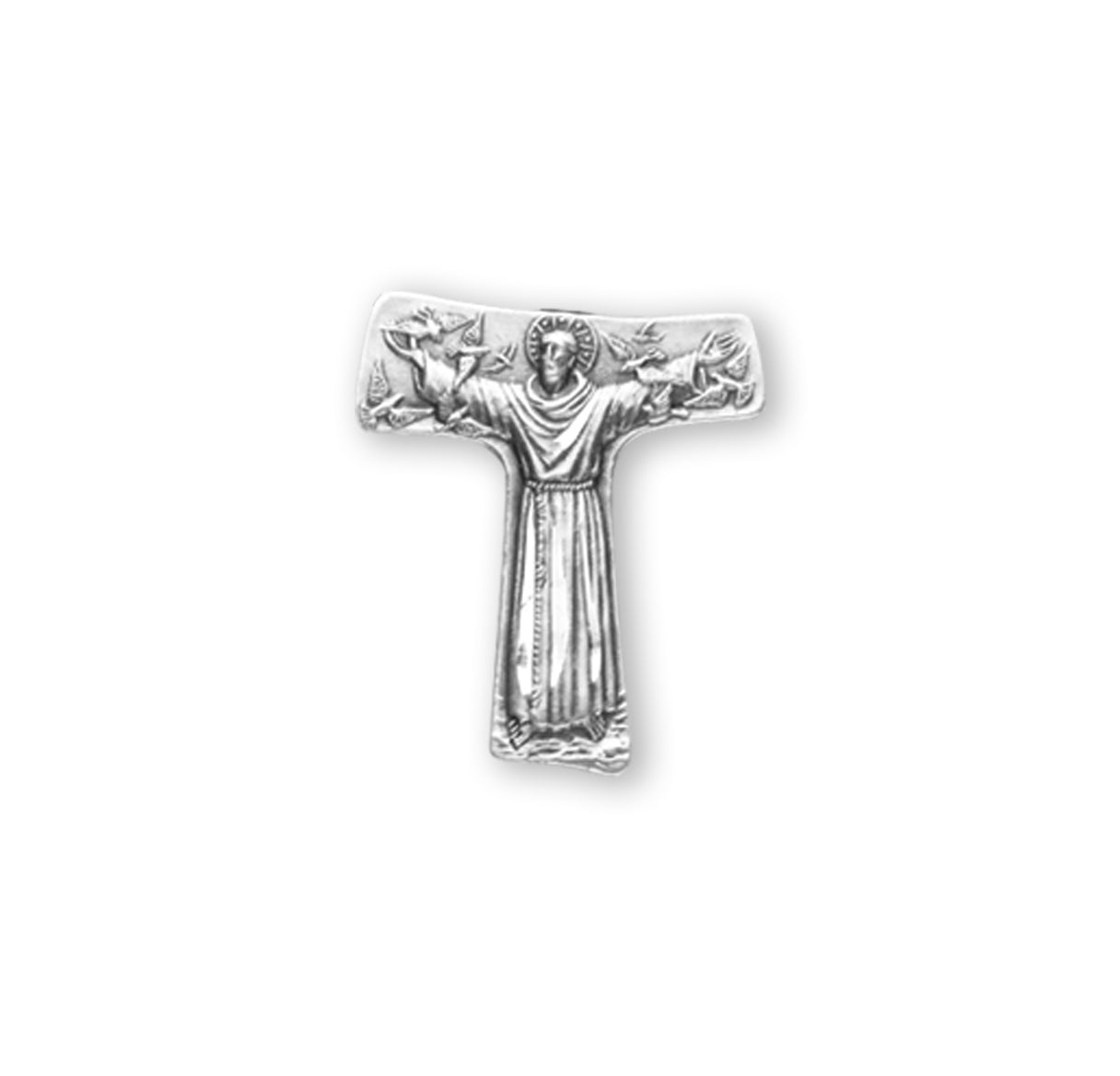 Saint Francis of Assisi "Tau" Sterling Silver Cross Lapel Pin